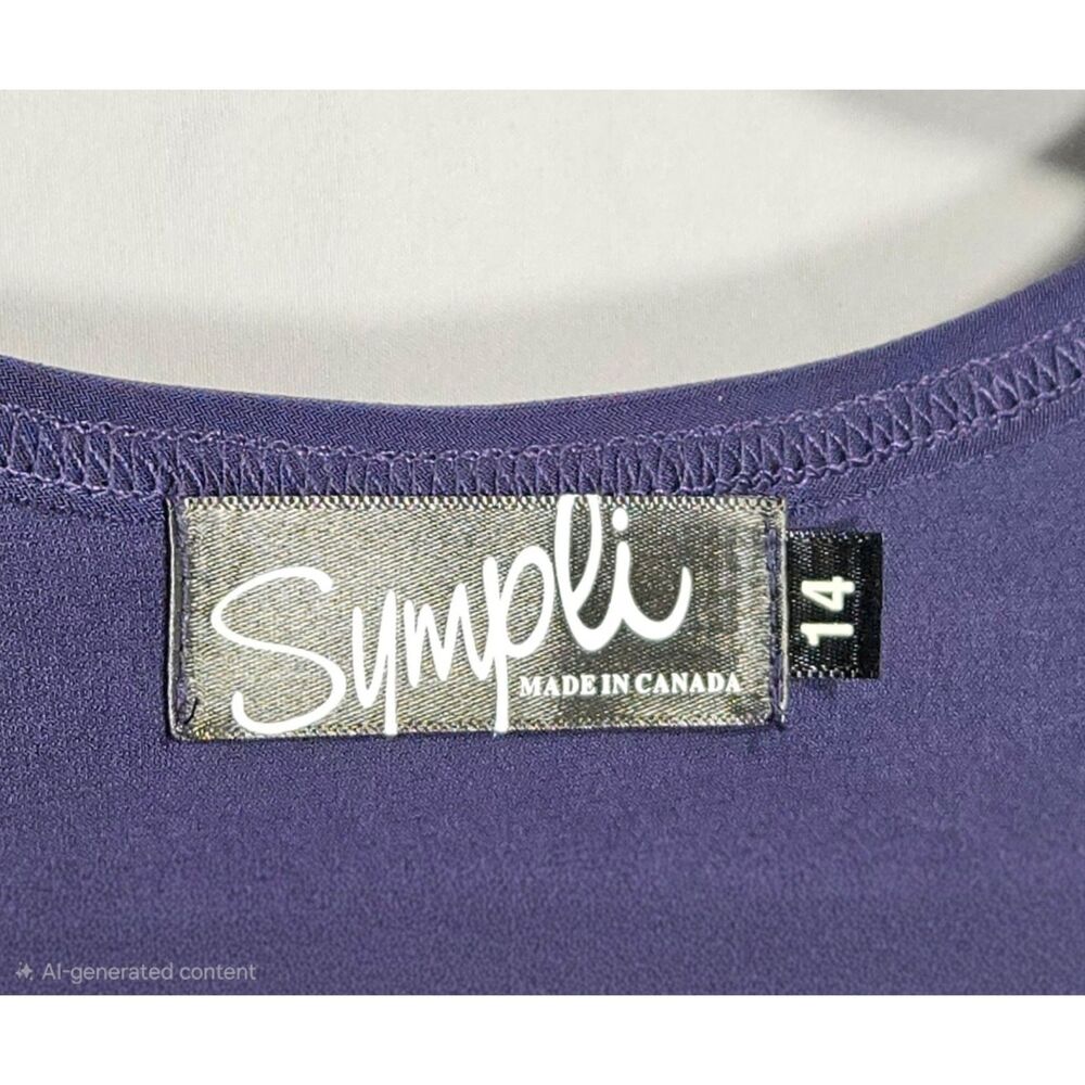 Sympli Asymmetrical Layered Tank Top 14 Purple Matte Jersey Travel Removable Pkt - Picture 4 of 6